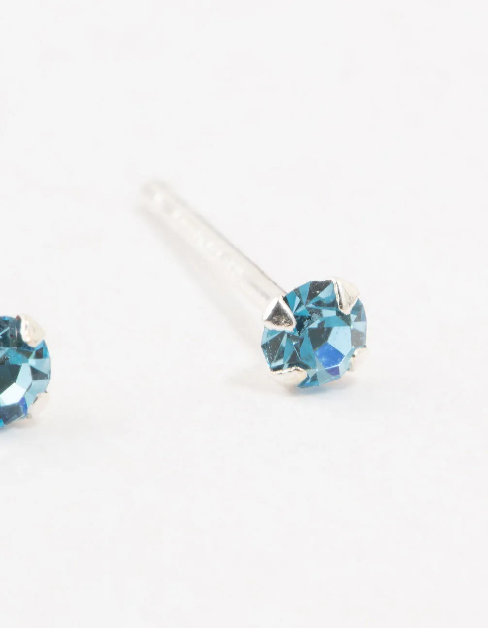 Baby Blue Czech Bohemia Crystal Sterling Silver Stud Earrings