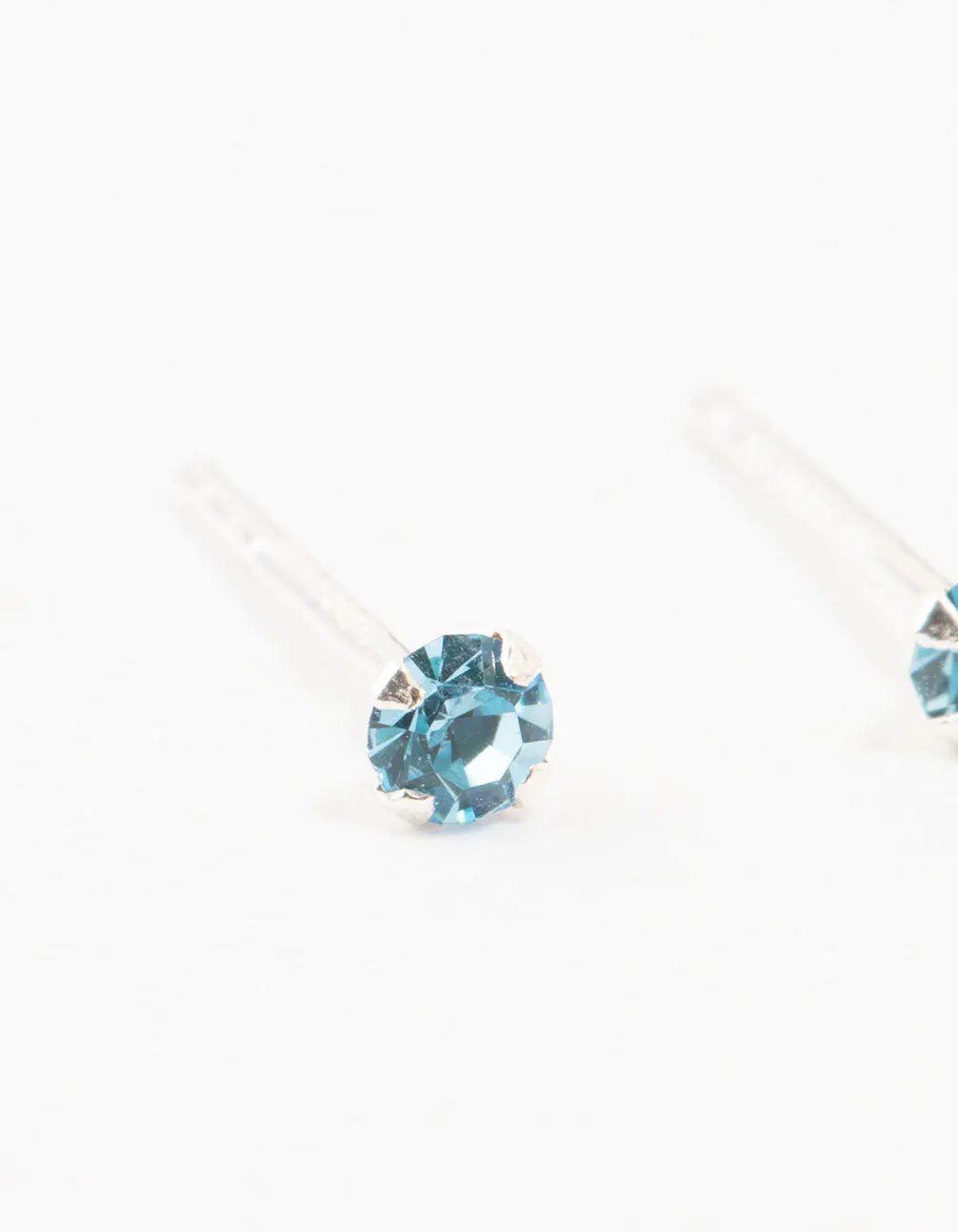 Baby Blue Czech Bohemia Crystal Sterling Silver Stud Earrings