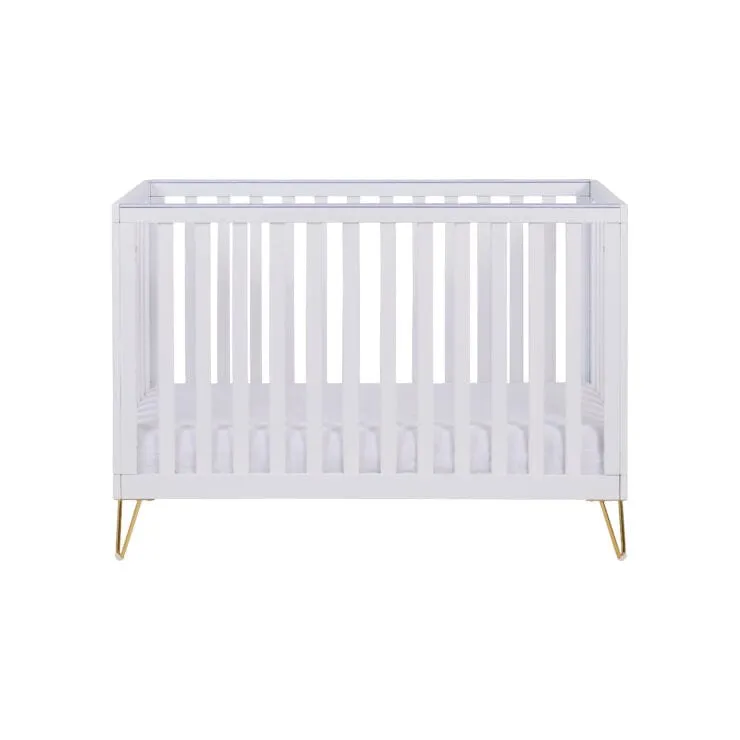 Babymore Kimi Cot Bed with Fibre Mattress - White