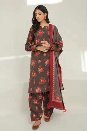 BAROQUE - 3PC KARANDI PRINTED SHIRT WITH KARANDI PRINTED DUAPTTA AND TROUSER - HZG008