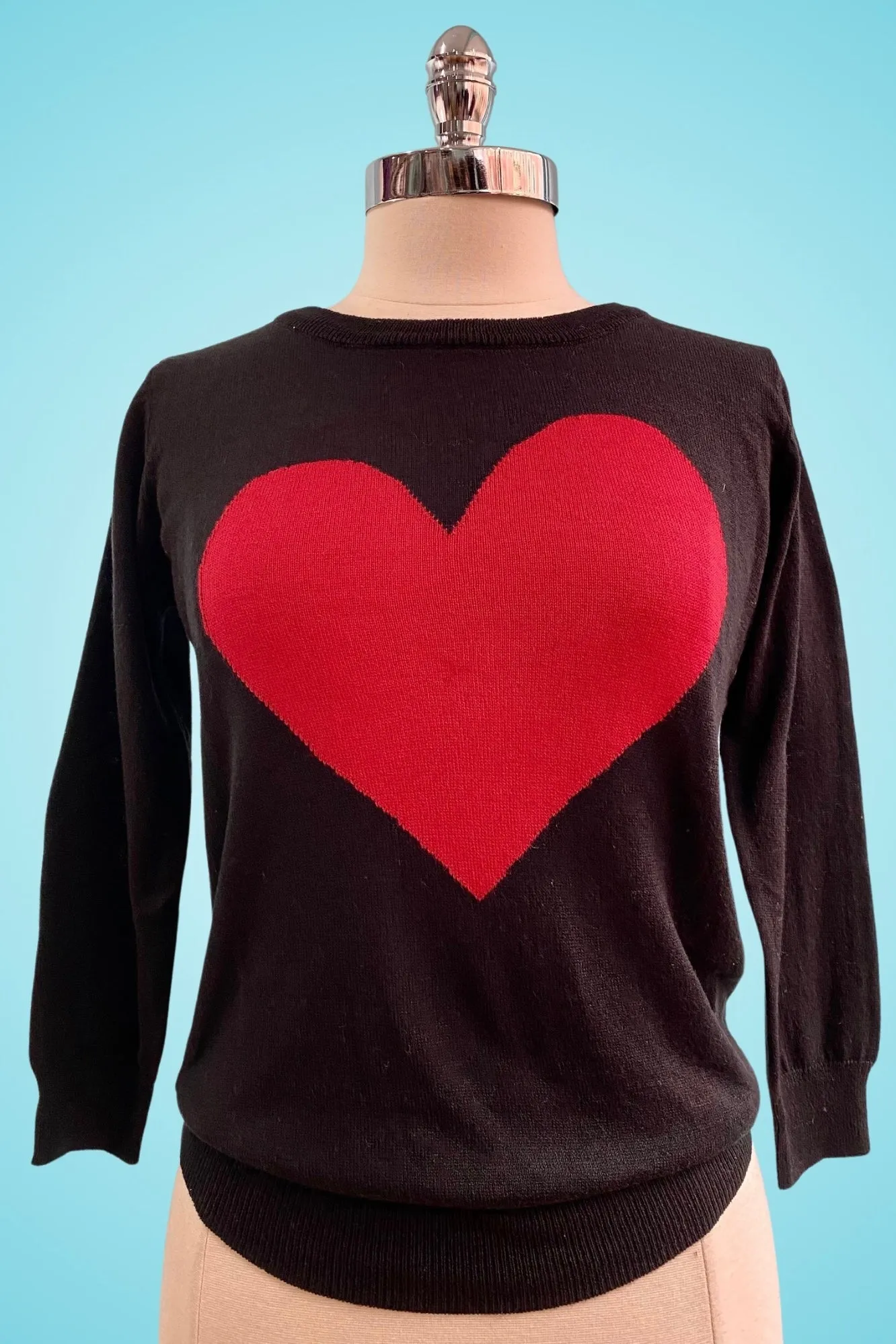 Black and Red Heart Pullover Sweater