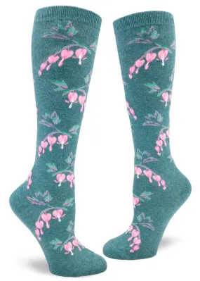 Bleeding Heart Flower Knee Socks