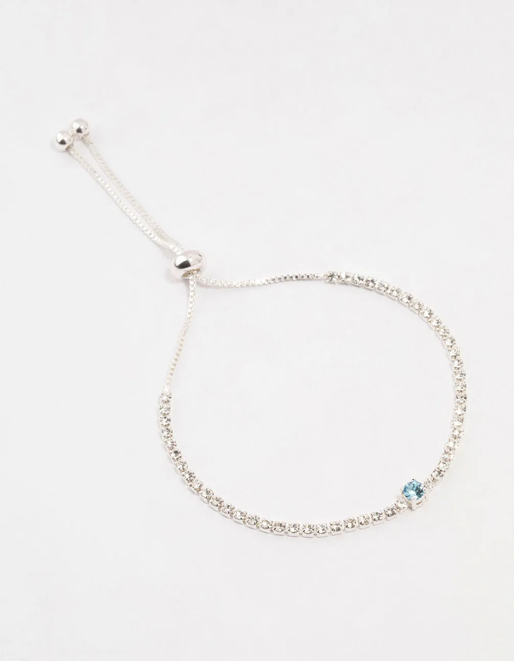 Blue Czech Bohemia Crystal Silver Cup Chain Tennis Toggle Bracelet