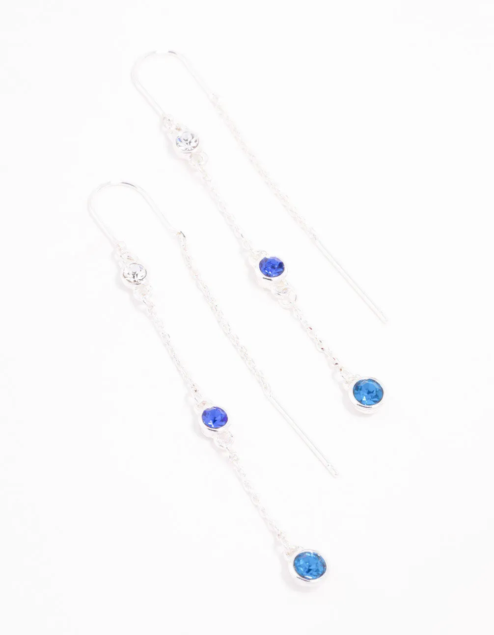 Blue Czech Bohemia Crystal Station Drop Earrings