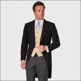 Brook Taverner Regular Fit Black Pure New Wool Morning Suit Jacket>