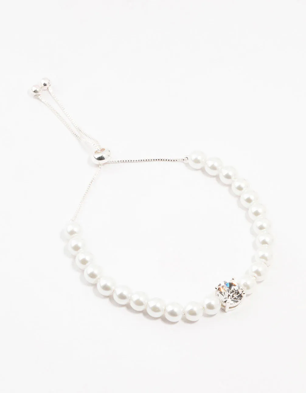 Czech Bohemia Crystal & Pearl Silver Toggle Bracelet