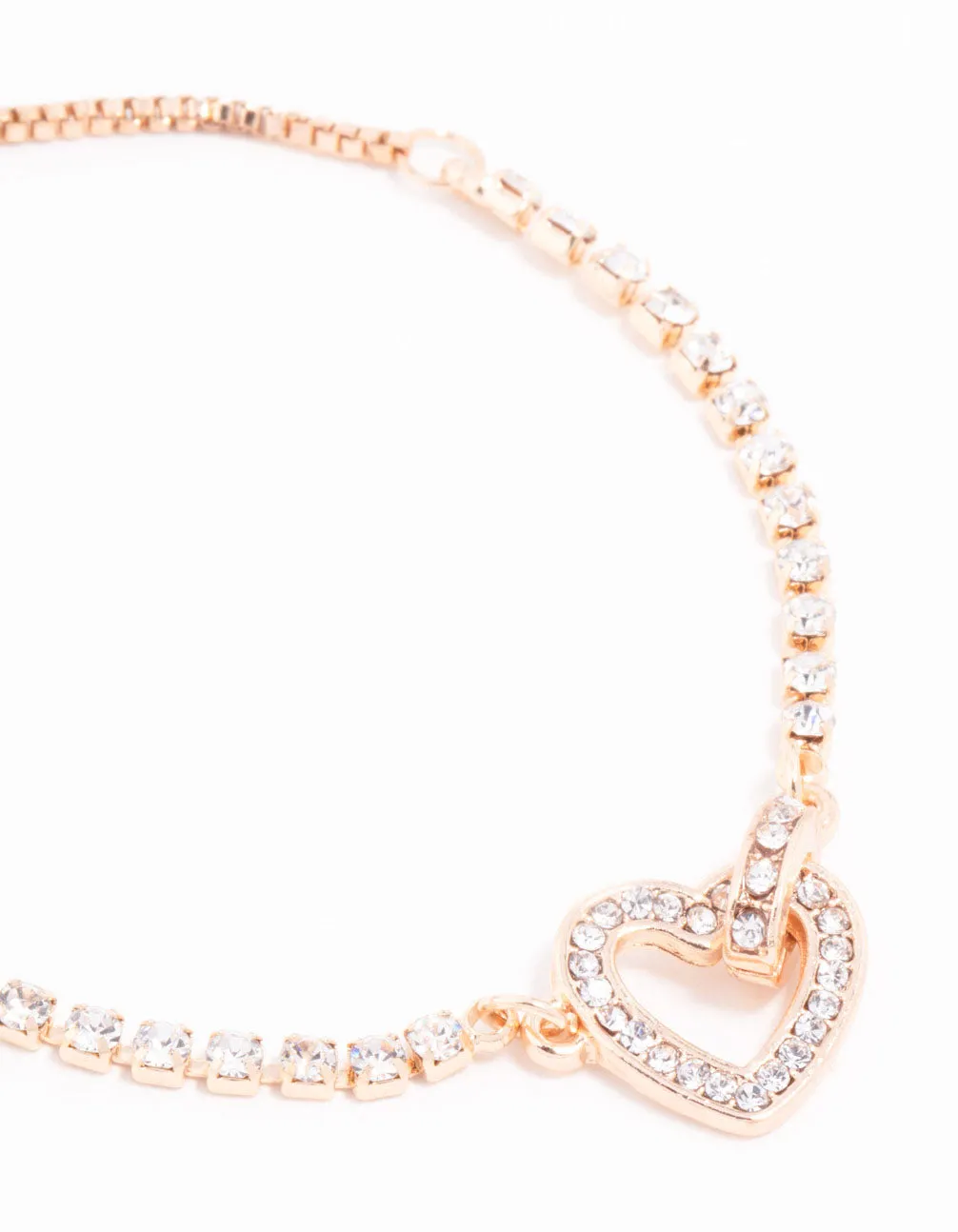 Czech Bohemia Crystal Linked Heart Toggle Bracelet