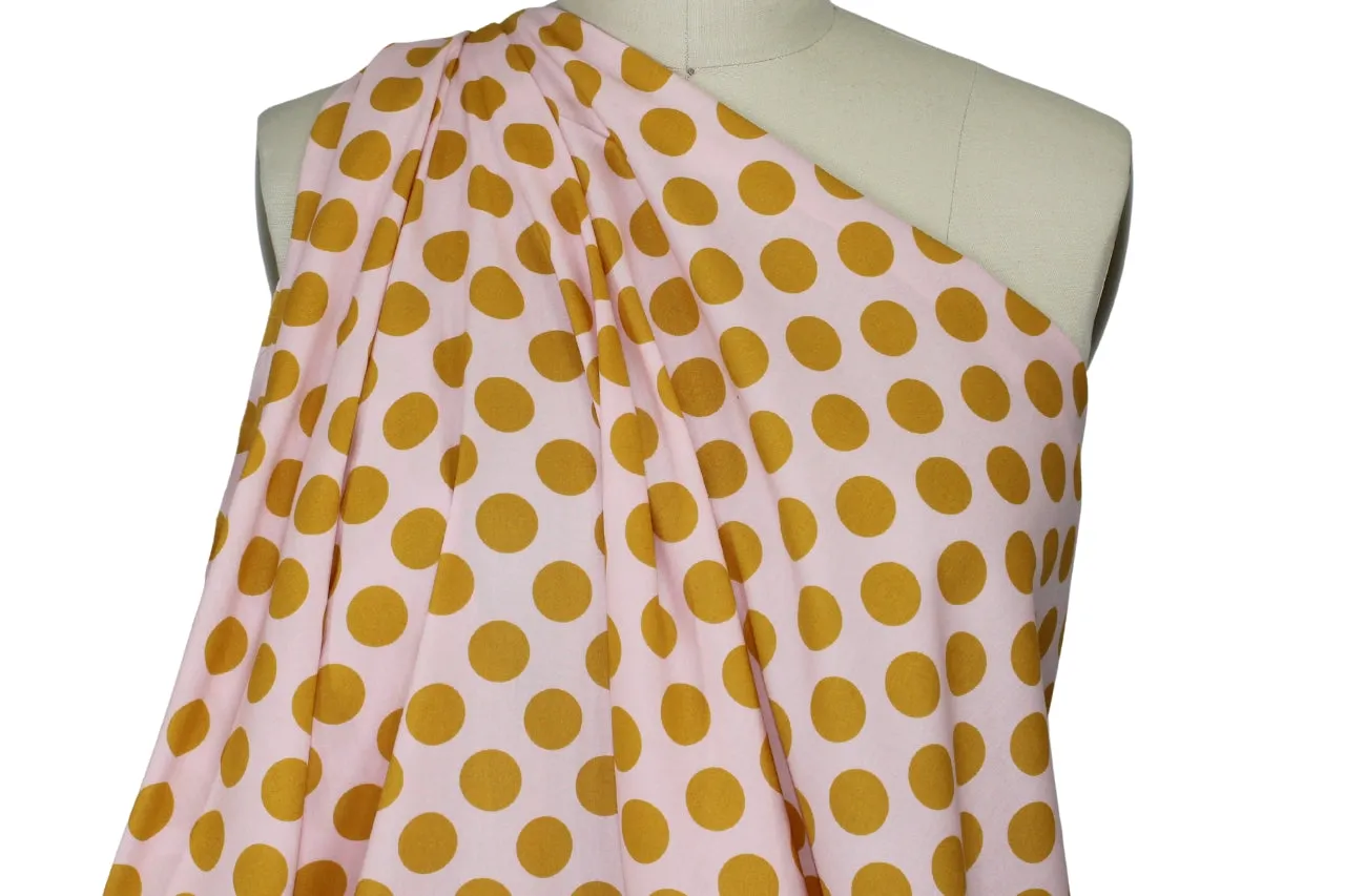 Dot's the Way Cotton Shirt Weight - Cumin on Pink