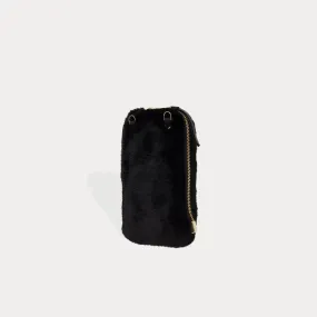 Faux Fur Expanded Pouch - Black/Gold