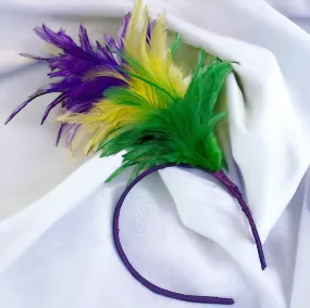 Feather Mardi Gras Headband - Purple Green Gold, Mardi Gras Headpiece, Mardi Gras Accessories, Feather Headband, Feather Headpiece