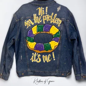 Hand Painted Mardi Gras Jean Jacket - Mardi Gras, Painted Jean Jacket, New Orleans, Eras Tour, Purple Green Gold, Mardi Gras, Parade Outfit