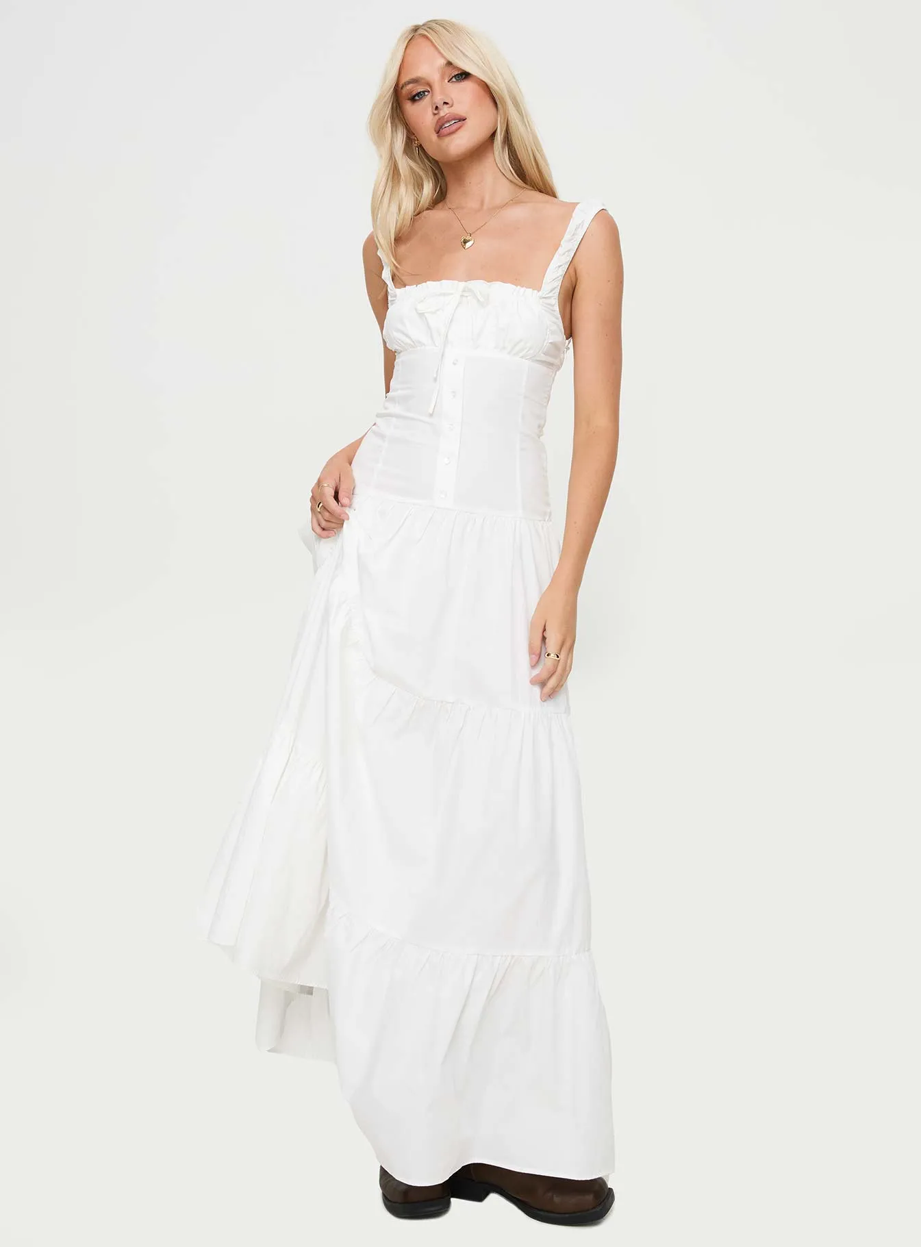 Heart Shaped Maxi Dress White