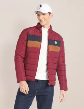 High Neck Striped Puffer Jacket