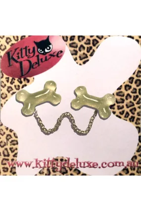 Kitty Deluxe Cardigan Clips in Huge Bone Design * GLOW IN THE DARK *