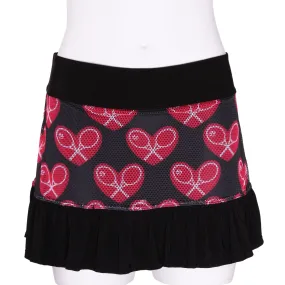 Limited Ghost Heart Mesh Ruffle Skirt Mid Heart on Black