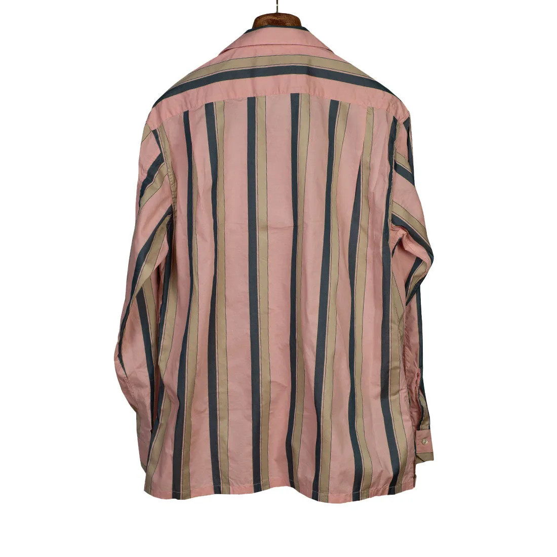 Long sleeve striped shirt in pink, green and tan