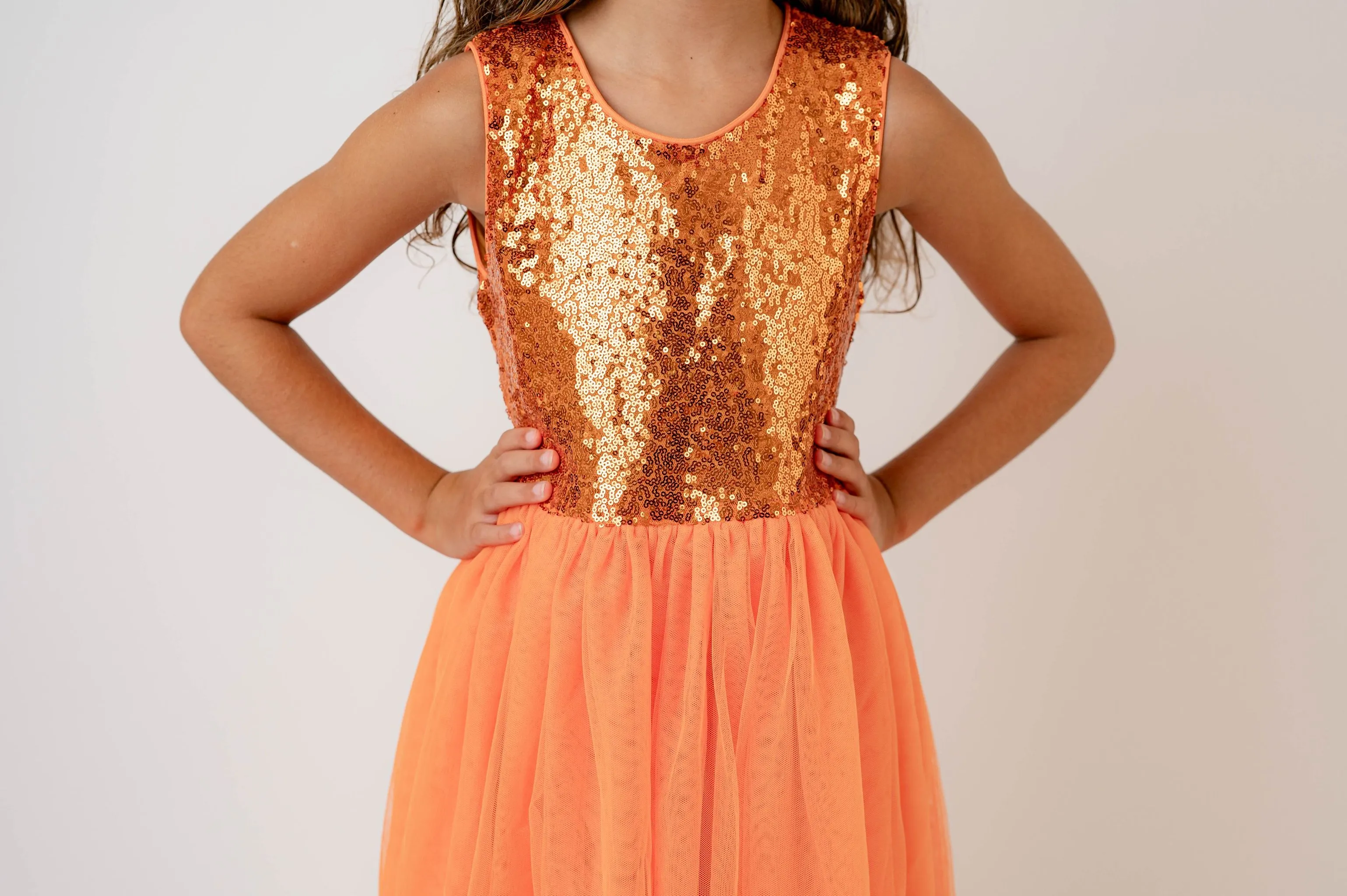 ORANGLE SPARKLE & TULLE DRESS