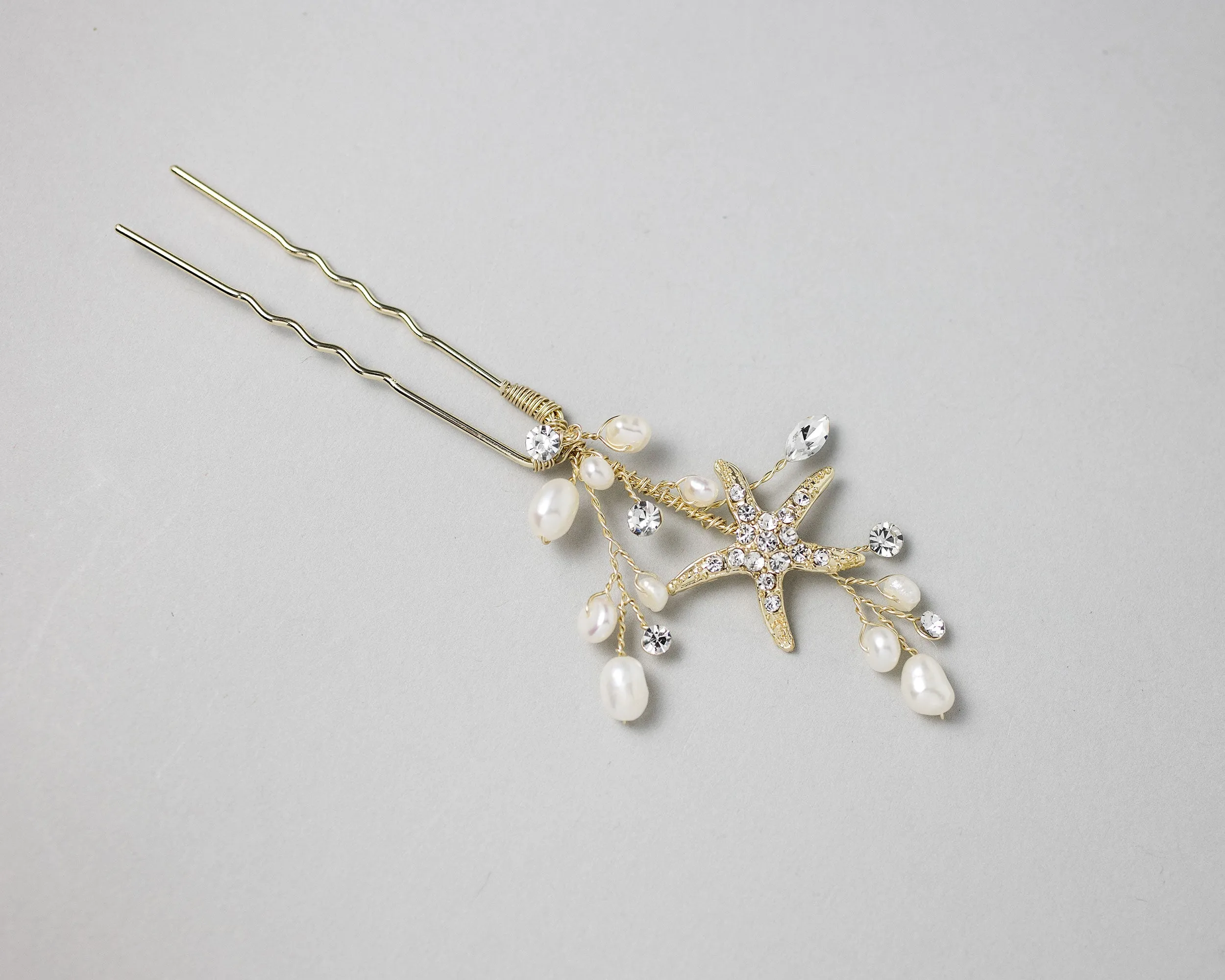 Pearl and Starfish Beach Hair Pin