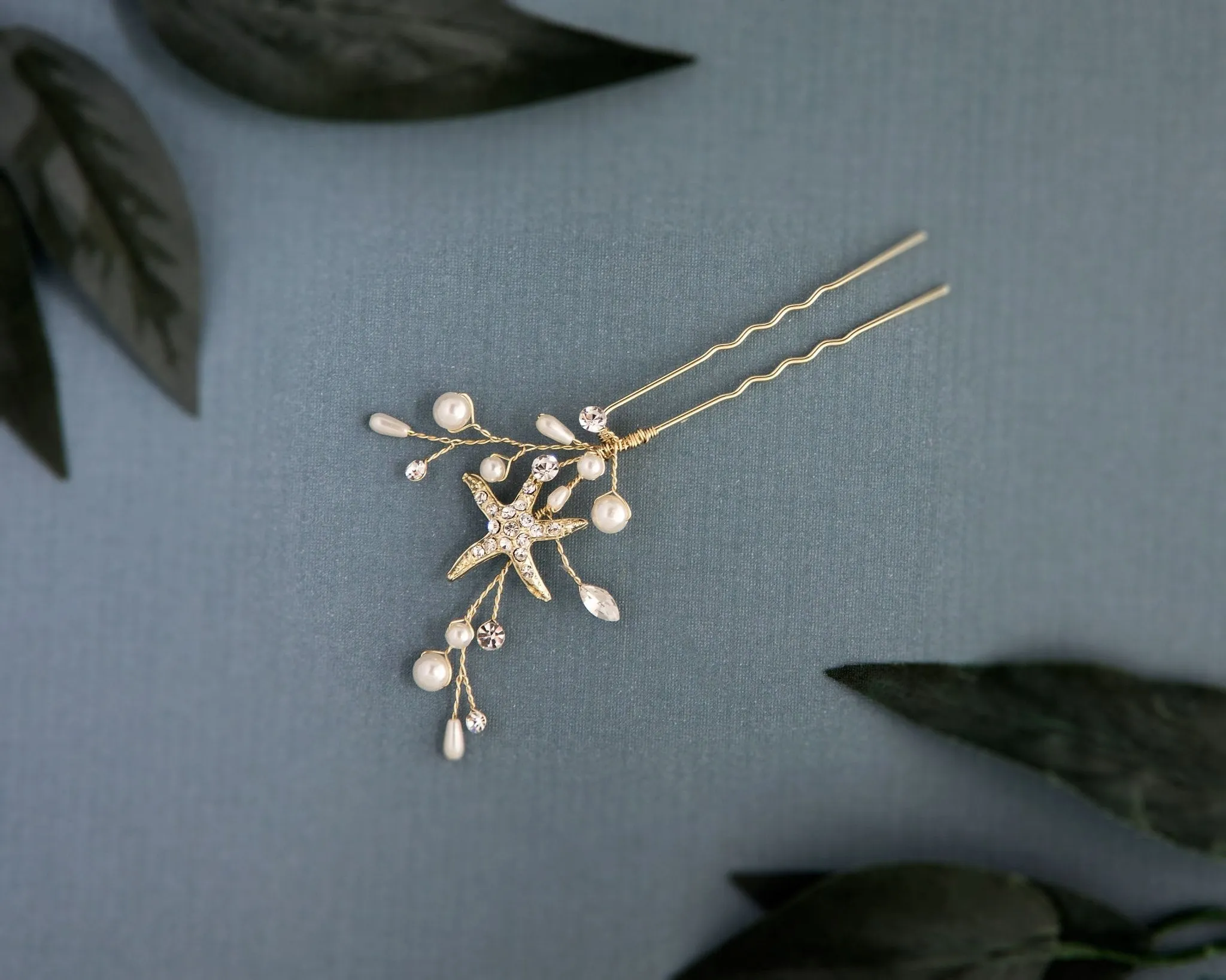 Pearl and Starfish Beach Hair Pin