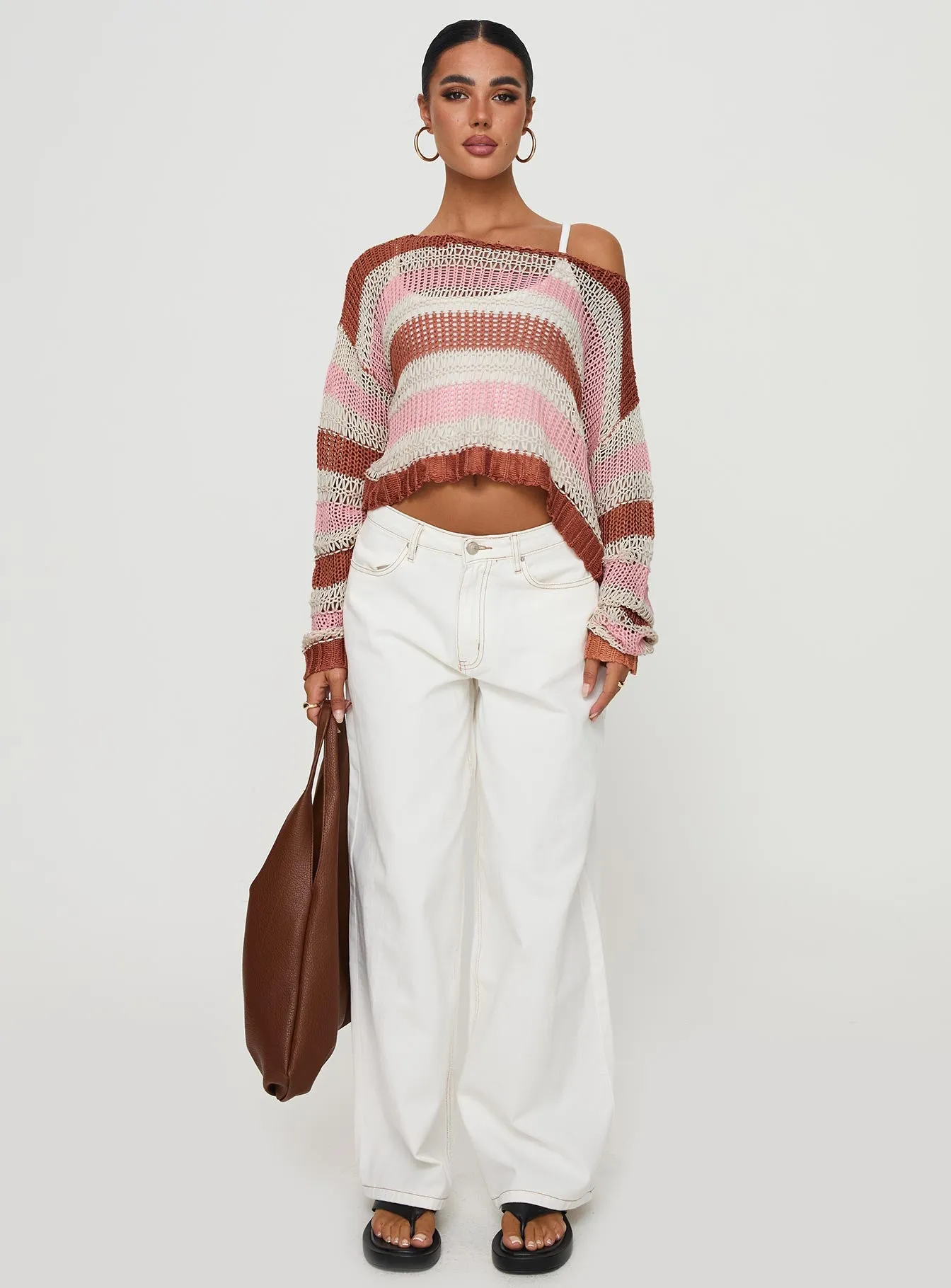 Perren Sweater Pink / Brown Stripe