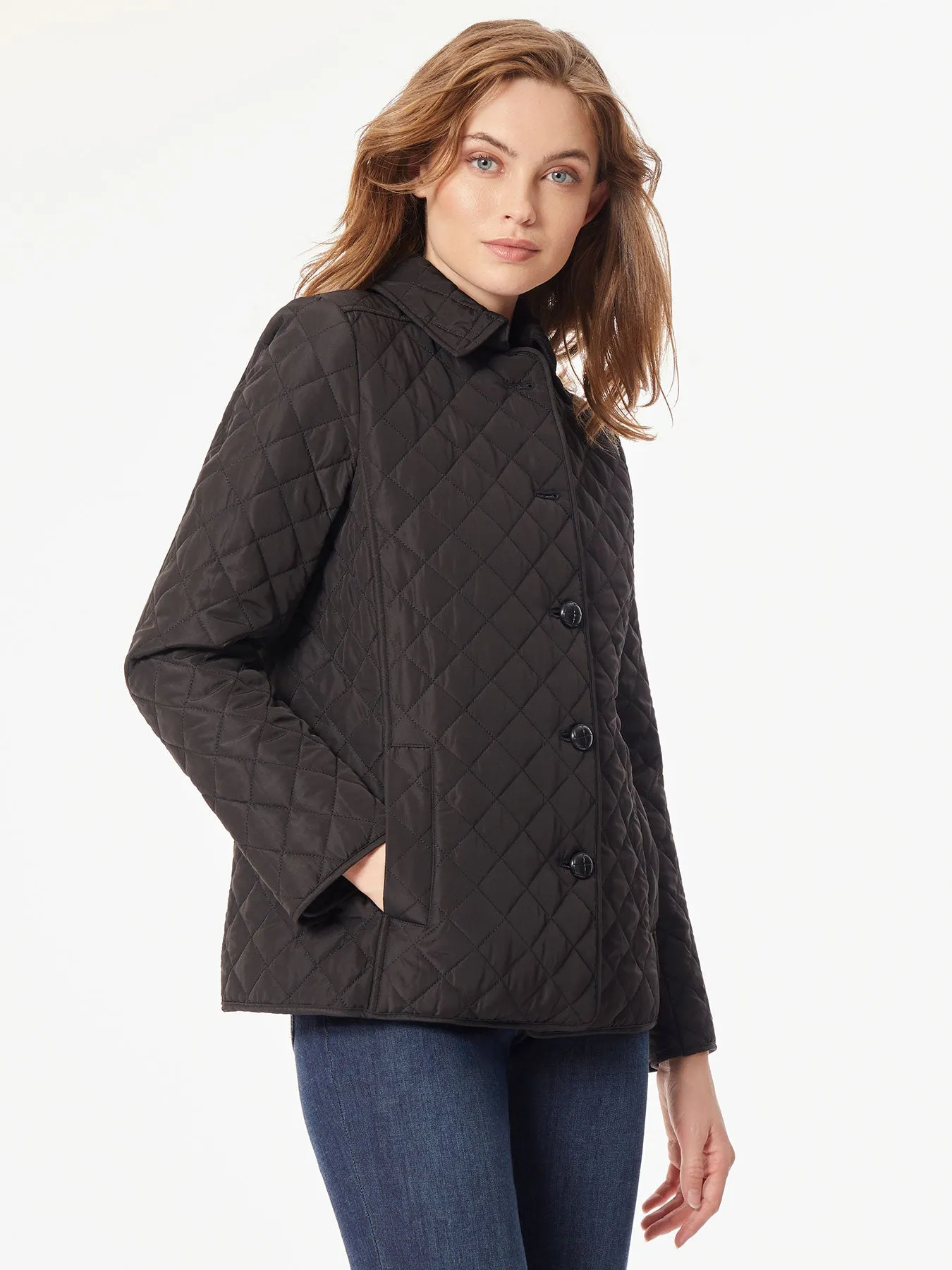 Petite Five-Button Quilted Jacket