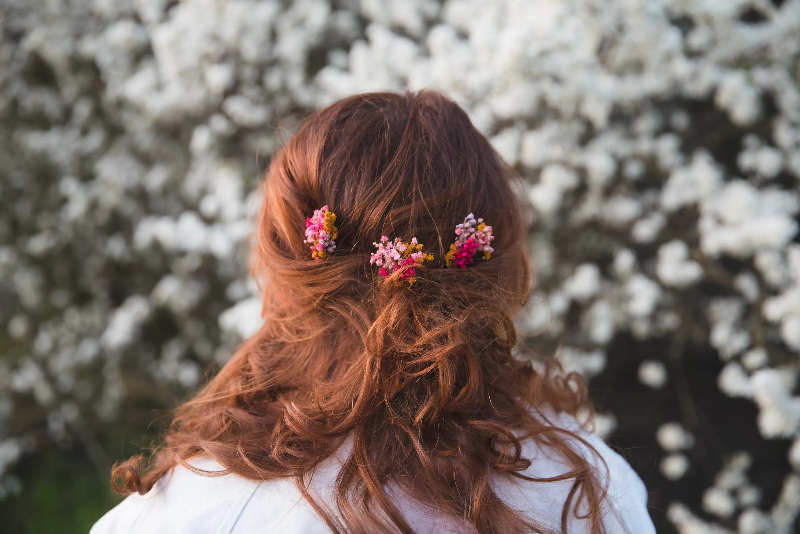 Pink and fuchsia flower hairpin