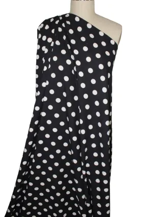 Polka Dot Linen Blend Broadcloth - White on Black