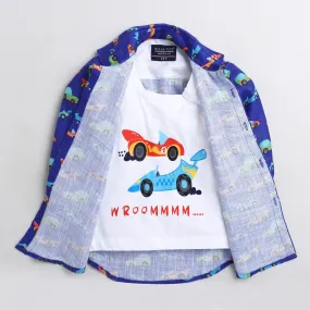 Polka Tots Car vroom Tshirt shirt - Blue