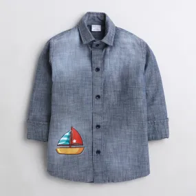 Polka Tots Denim ship shirt - Blue