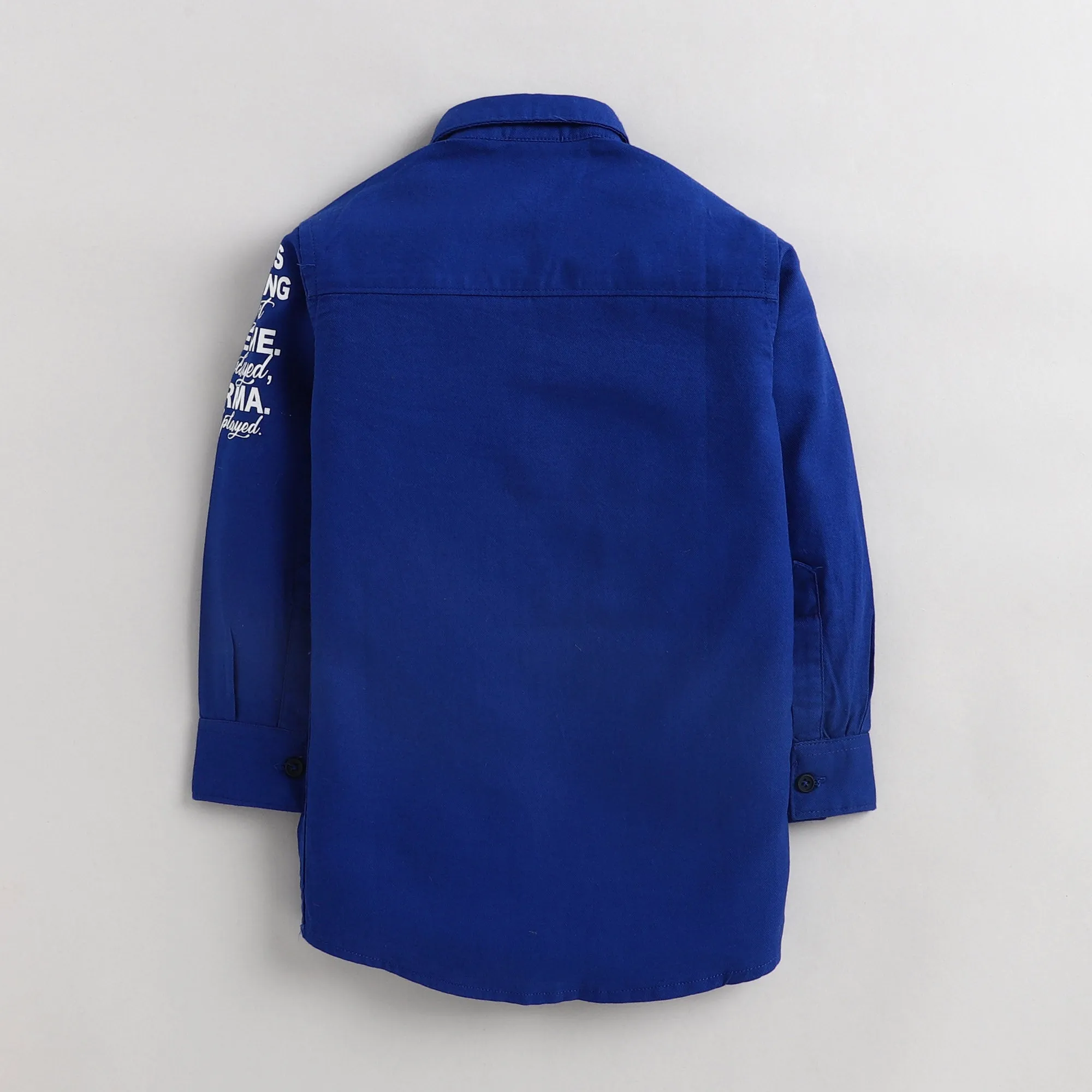 Polka Tots Full Sleeves Printed Shirt - Royal Blue