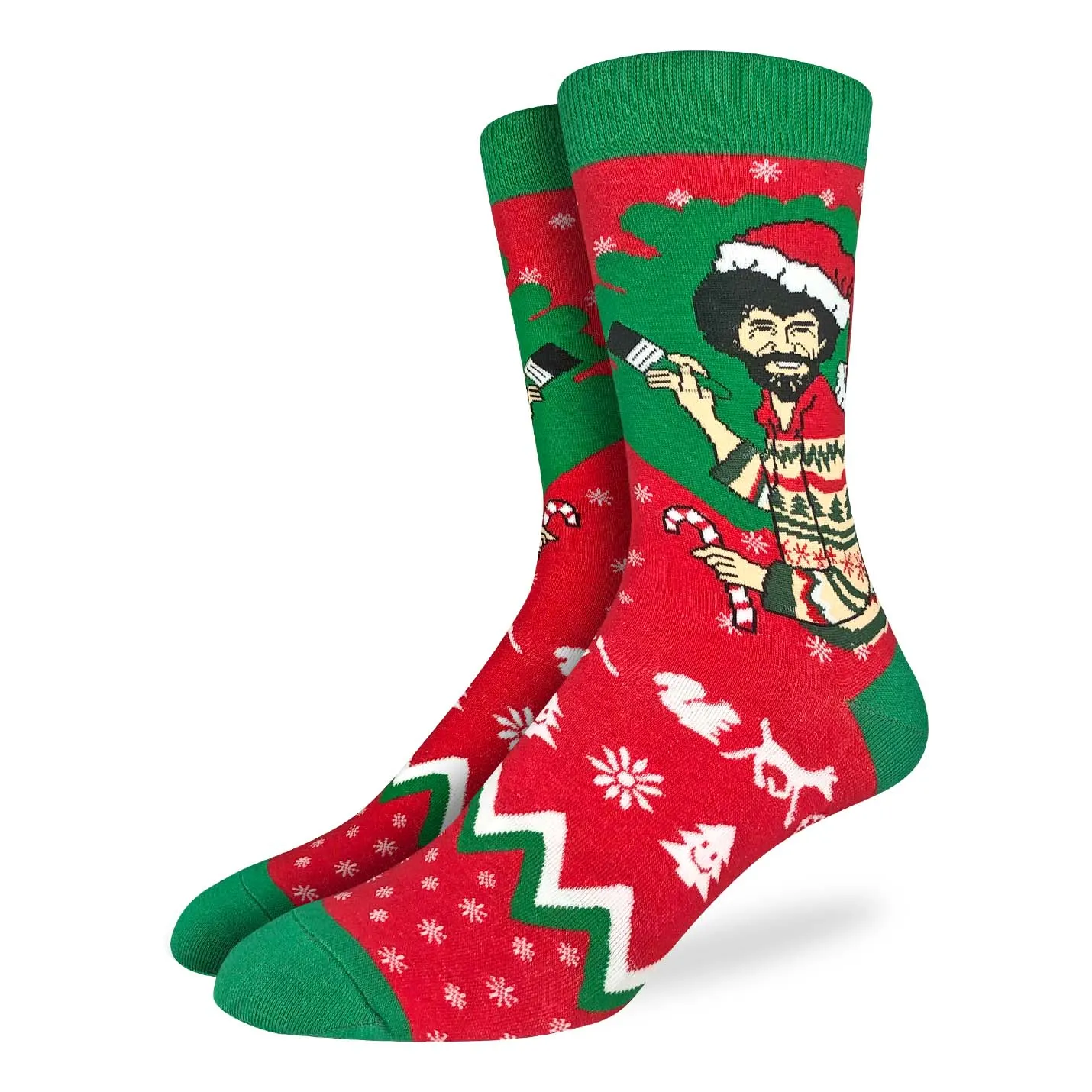 "Bob Ross Christmas" Crew Socks by Good Luck Sock