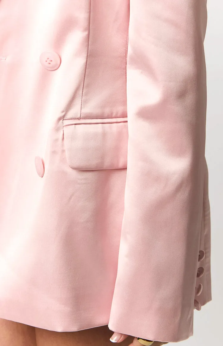 Rose Pink Satin Blazer