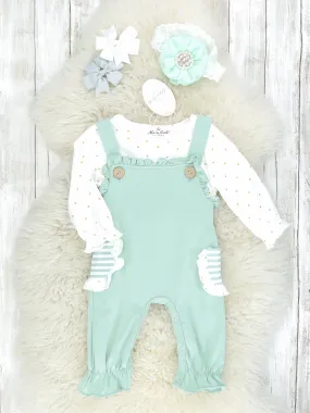 Sage Ruffle Overall Set