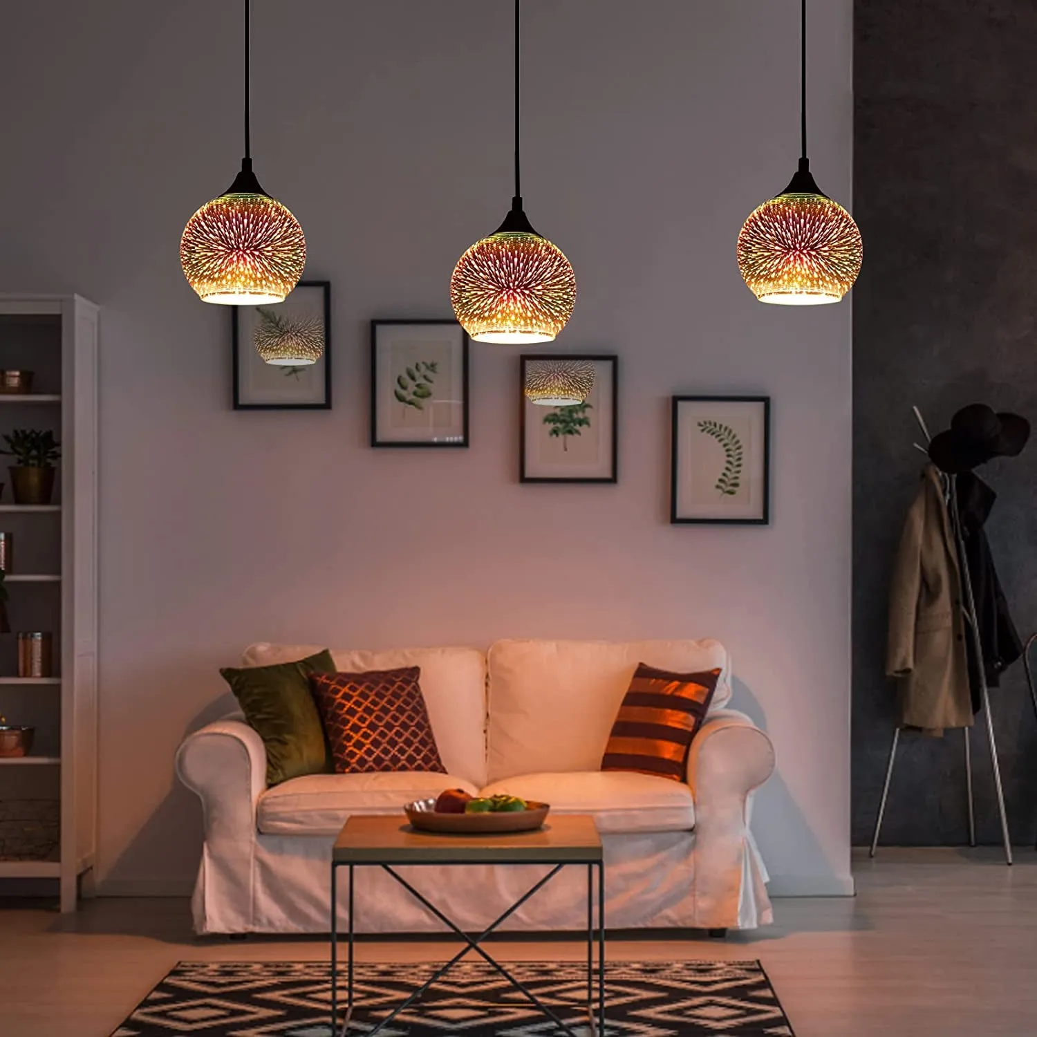 Set of 3 Modern Glass Pendant Lights