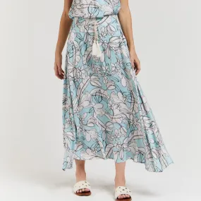 Sicily Floral Maxi Skirt (Blue)