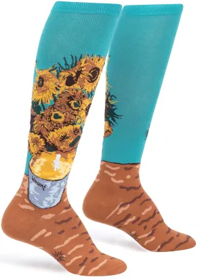 Sunflowers Painting Knee Socks