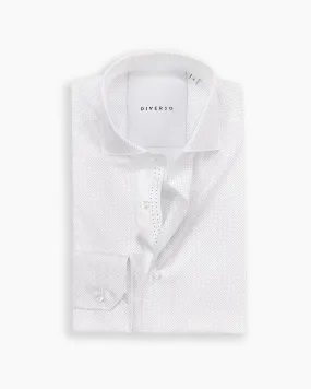 White Micro Polka Twin Trim Shirt